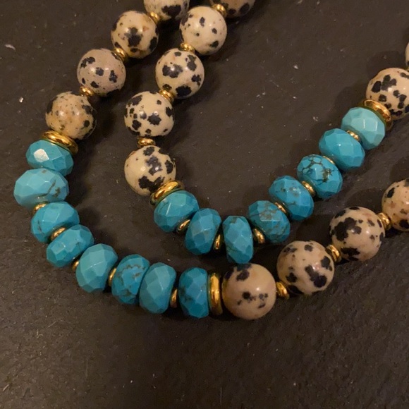 Turquoise and black&white Necklace - Picture 5 of 6